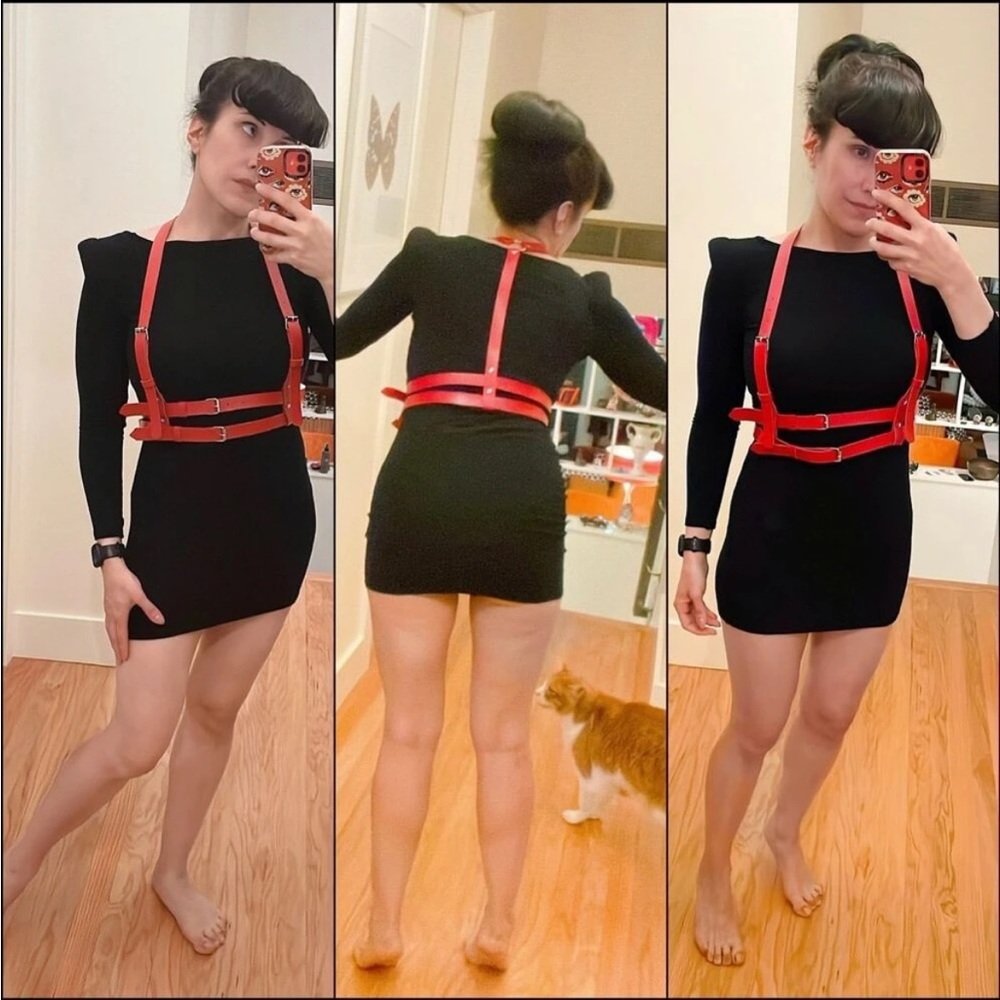 Red Underbust Double Harness Belt New - Picture 6 of 9